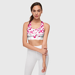 Топик спортивный женский Сердца розовые падают, цвет: 3D-принт — фото 2