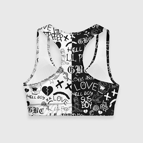 Женский спортивный топ LIL PEEP LOGOBOMBING / 3D-принт – фото 2