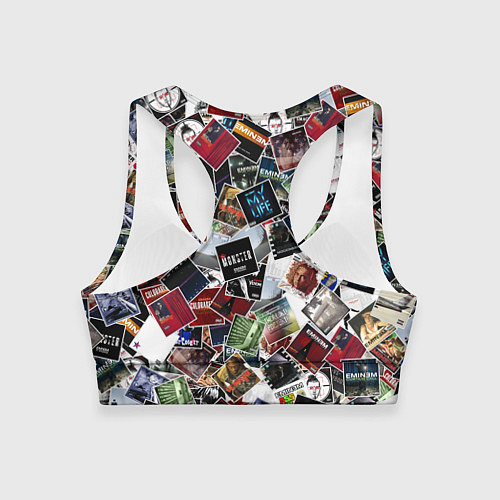 Женский спортивный топ Дискография EMINEM / 3D-принт – фото 2