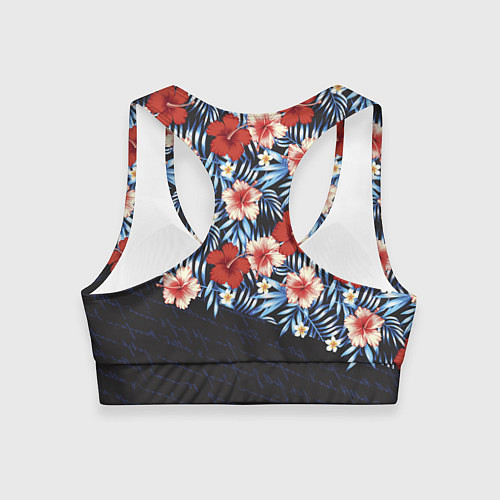 Женский спортивный топ Flowers with inscriptions / 3D-принт – фото 2