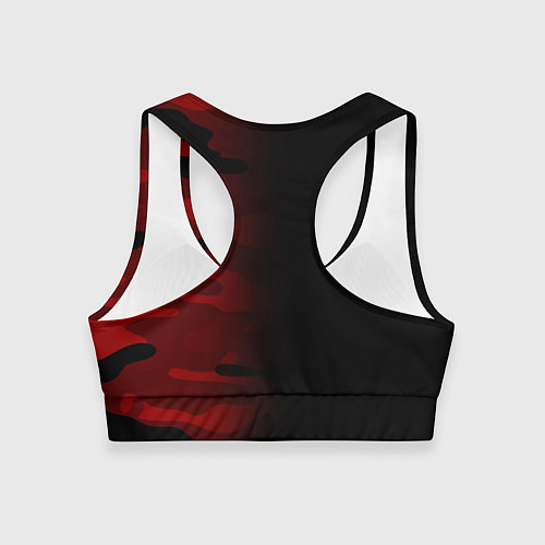 Женский спортивный топ RED BLACK MILITARY CAMO / 3D-принт – фото 2