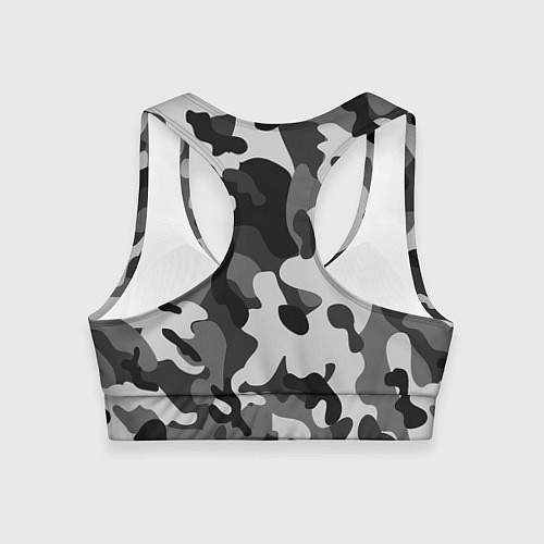 Женский спортивный топ ГОРОДСКОЙ КАМУФЛЯЖ / 3D-принт – фото 2