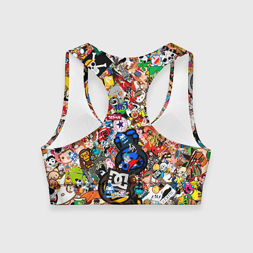 Женский спортивный топ Стикеры / 3D-принт – фото 2