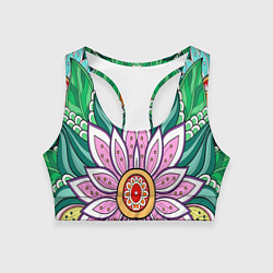 Топик спортивный женский Цветок дудлинг линии лето, цвет: 3D-принт