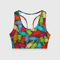 Топик спортивный женский Детские цветные карандаши арт, цвет: 3D-принт