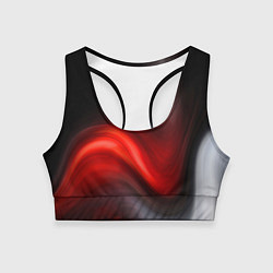 Топик спортивный женский BLACK RED WAVES АБСТРАКЦИЯ, цвет: 3D-принт