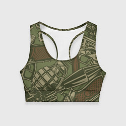 Топик спортивный женский Военный инвентарь Z, цвет: 3D-принт