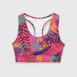 Топик спортивный женский Листья, цвет: 3D-принт