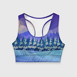 Топик спортивный женский Зимний лес, цвет: 3D-принт