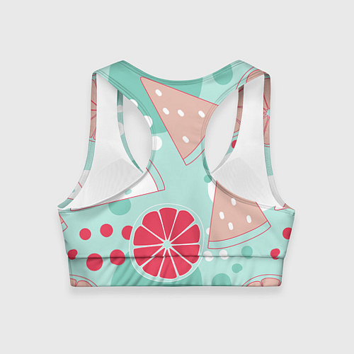 Женский спортивный топ Арбузно-цитрусовый узор / 3D-принт – фото 2