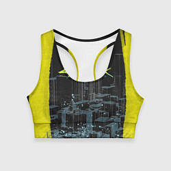 Топик спортивный женский Город CYBERPUNK 2077, цвет: 3D-принт