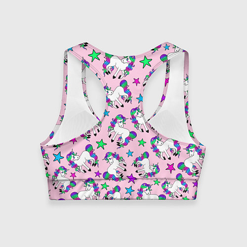 Женский спортивный топ Единороги и звезды / 3D-принт – фото 2