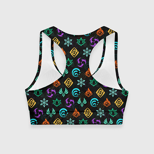 Женский спортивный топ GENSHIN IMPACT ЭМБЛЕМЫ / 3D-принт – фото 2