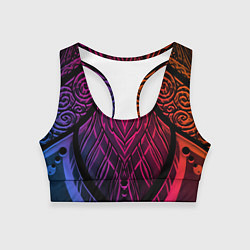 Топик спортивный женский Фиолетовый узор 3D, цвет: 3D-принт