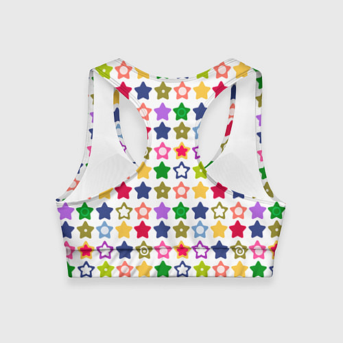 Женский спортивный топ Разноцветные звездочки / 3D-принт – фото 2