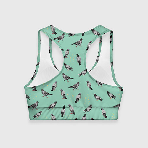 Женский спортивный топ Голуби на зеленом / 3D-принт – фото 2
