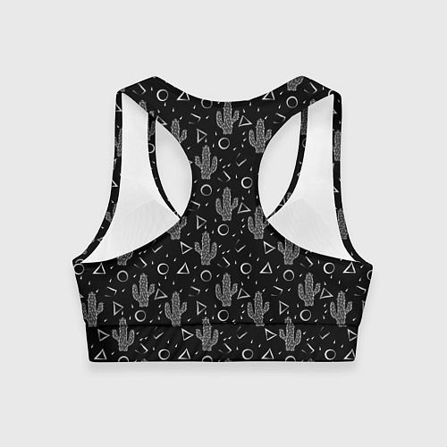 Женский спортивный топ Черно белые кактусы / 3D-принт – фото 2