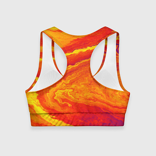 Женский спортивный топ ПЯТНО ЮПИТЕРА ОРАНЖЕВЫЙ ГРАНЖ / 3D-принт – фото 2