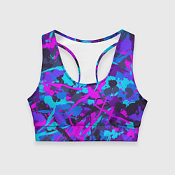 Топик спортивный женский Неоновые кляксы, цвет: 3D-принт