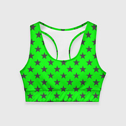 Топик спортивный женский Звездный фон зеленый, цвет: 3D-принт