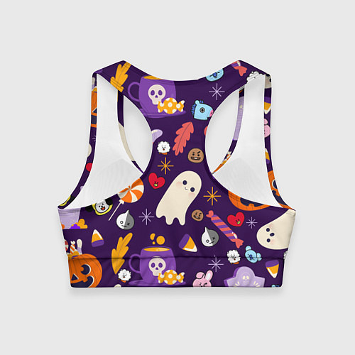 Женский спортивный топ HALLOWEEN BTS BT21 PATTERN БТ21 БТС ХЕЛЛОУИН / 3D-принт – фото 2