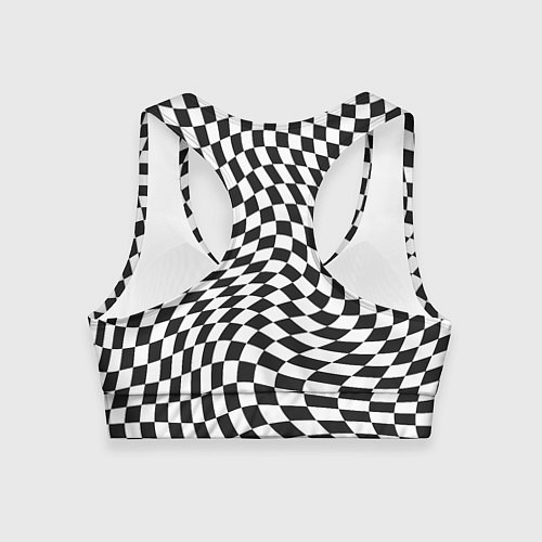 Женский спортивный топ Черно-белая клетка Black and white squares / 3D-принт – фото 2