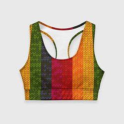 Топик спортивный женский Вязаная радуга, цвет: 3D-принт