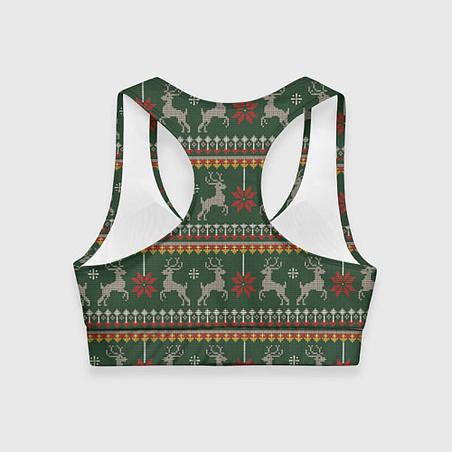 Женский спортивный топ Новогодний свитер c оленями 1 / 3D-принт – фото 2