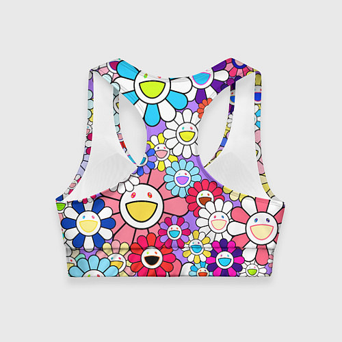 Женский спортивный топ Цветы Takashi Murakami / 3D-принт – фото 2