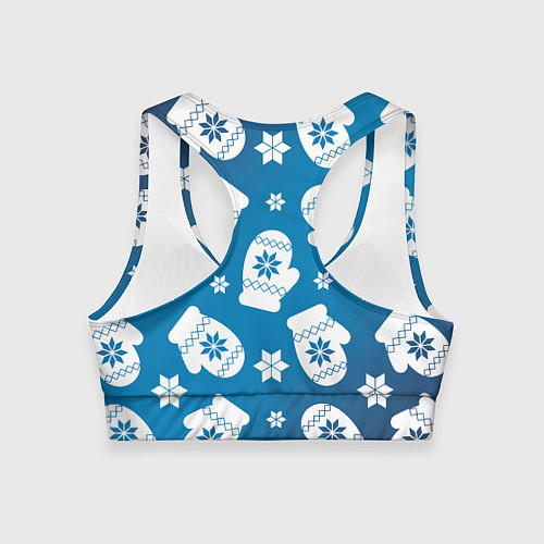 Женский спортивный топ Новогодние варежки паттерн / 3D-принт – фото 2