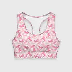 Топик спортивный женский Розовые Единороги, цвет: 3D-принт