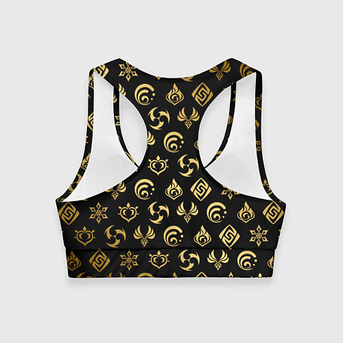 Женский спортивный топ GOLDEN GENSHIN IMPACT PATTERN ЗОЛОТО ГЕНШИН ИМПАКТ / 3D-принт – фото 2
