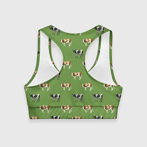Женский спортивный топ Живописные коровы на лугу паттерн / 3D-принт – фото 2