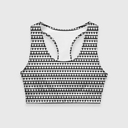 Топик спортивный женский Черно-белые сердца, цвет: 3D-принт