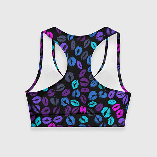 Женский спортивный топ Неоновые поцелуи / 3D-принт – фото 2