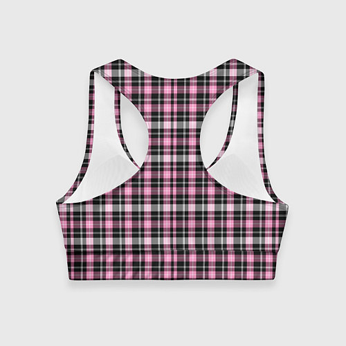 Женский спортивный топ Шотландская клетка Tartan scottish роз-черно-бел / 3D-принт – фото 2