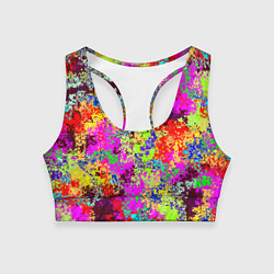 Топик спортивный женский Пиксельный камуфляж Токсик, цвет: 3D-принт
