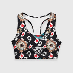 Топик спортивный женский Алиса в стране чудес - карты, цвет: 3D-принт