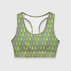 Топик спортивный женский Шествие ананасов, цвет: 3D-принт