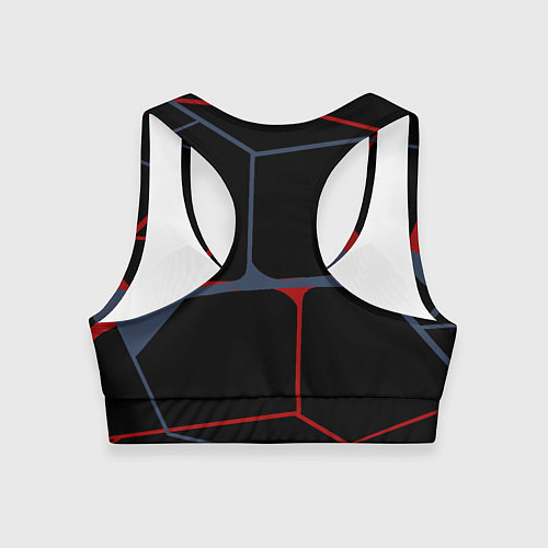 Женский спортивный топ Геометрические линии сине-красные / 3D-принт – фото 2