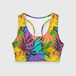Топик спортивный женский Тропические экзотические листья, цвет: 3D-принт