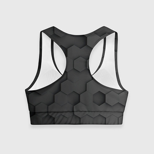 Женский спортивный топ Чёрные 3D пластины black 3d plates плиты / 3D-принт – фото 2