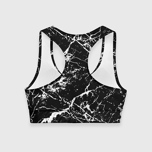 Женский спортивный топ Текстура чёрного мрамора Texture of black marble / 3D-принт – фото 2
