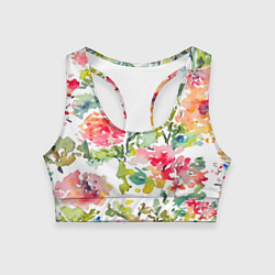 Топик спортивный женский Floral pattern Watercolour Summer, цвет: 3D-принт