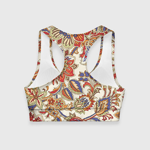Женский спортивный топ Цветочный винтажный орнамент / 3D-принт – фото 2