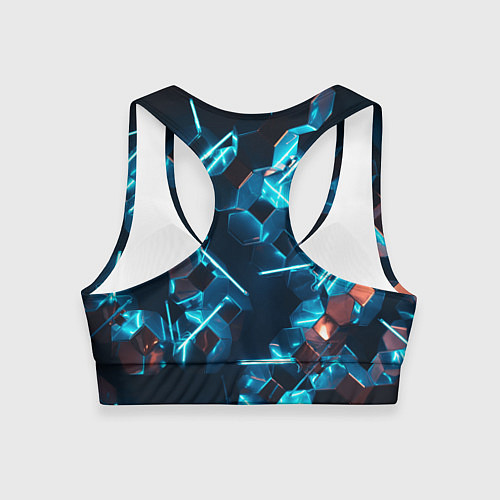 Женский спортивный топ Неоновые фигуры с лазерами - Голубой / 3D-принт – фото 2