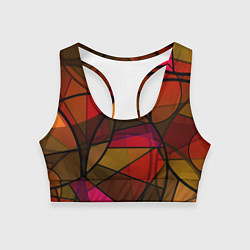 Топик спортивный женский Абстрактный узор в оранжево-красных тонах, цвет: 3D-принт