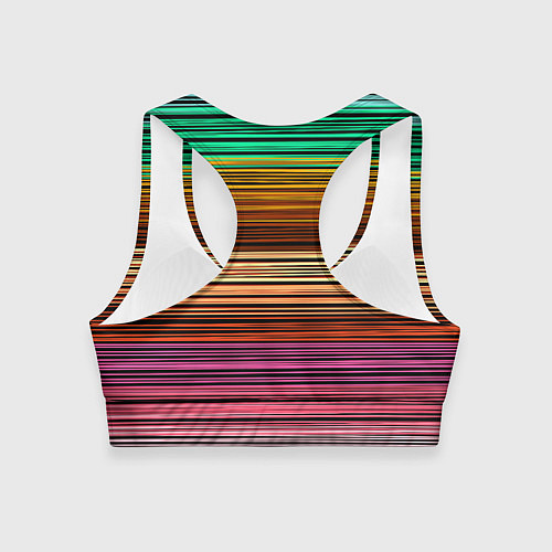 Женский спортивный топ Multicolored thin stripes Разноцветные полосы / 3D-принт – фото 2