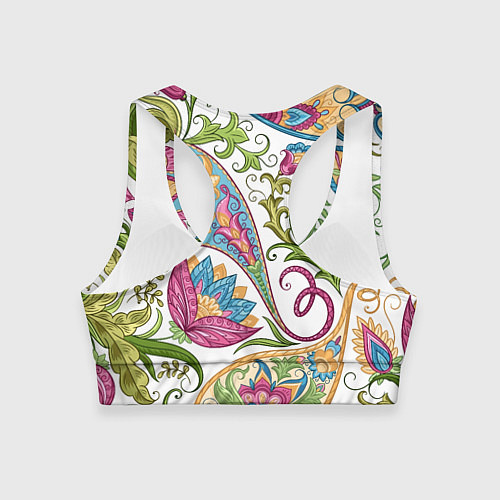 Женский спортивный топ Fashionable floral Oriental pattern Summer 2025 / 3D-принт – фото 2