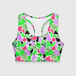 Женский спортивный топ Abstract pattern green pink spots